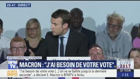 "Ne sifflez pas Madame Le Pen", lance Emmanuel Macron à son public en meeting à Arras