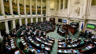 La Chambre des représentants belges, à Bruxelles. - -