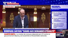 RN/motion de censure: “Ils prétendent qu’il faut attendre de voir quelques jours, quelle ridicule justification”, fustige Manuel Bompard (LFI)