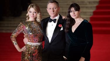 Léa Seydoux, Daniel Craig et Monica Bellucci, le 26 octobre 2015 à l'avant-première mondiale de "Spectre".