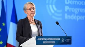 Élisabeth Borne à Louan-Villegruis-Fontaine lors de la rentrée de Renaissance le 14 septembre 2023 