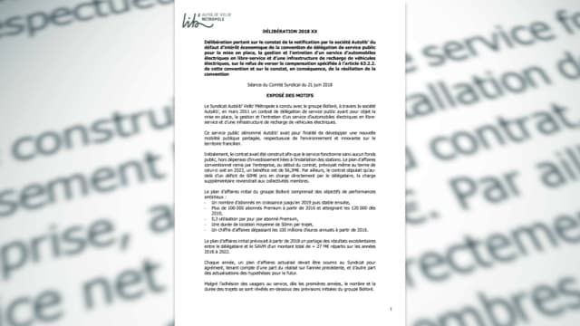 Dans cette délibération, le SAVM résume les raisons qui le conduise à demander la résiliation du contrat avec Bolloré.