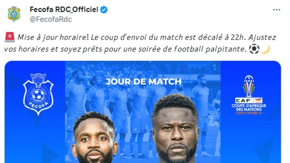 La fédération de la RD Congo se trompe d'horaire La fédération de la RD Congo se trompe d'horaire