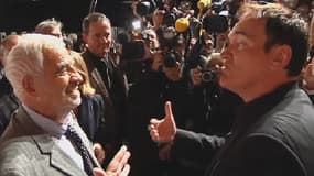 Jean-Paul Belmondo et Quentin Tarantino à la 5e édition du Festival Lumière à Lyon, lundi 14 octobre.