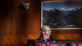 Kancha Sherpa, membre de l'expédition de 1953, le 28 mai 2023.