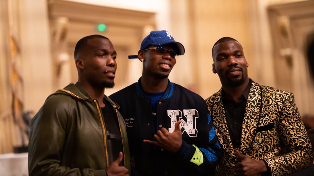 La fratrie Pogba lors d'une soirée pour l'association 'Golden Score" le 20 mars 2022
