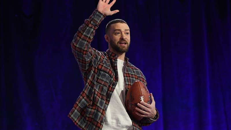 Justin Timberlake à la conférence de presse du Super Bowl à Minneapolis, le 1er février 2018 - AFP