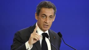 Nicolas Sarkozy a donné le discours de clôture d'une journée de travail du parti Les Républicains, le 9 mars 2016.