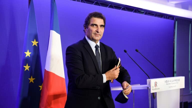 Le président des Républicains, Christian Jacob, présente ses voeux à la presse, le 13 janvier 2021 à Paris