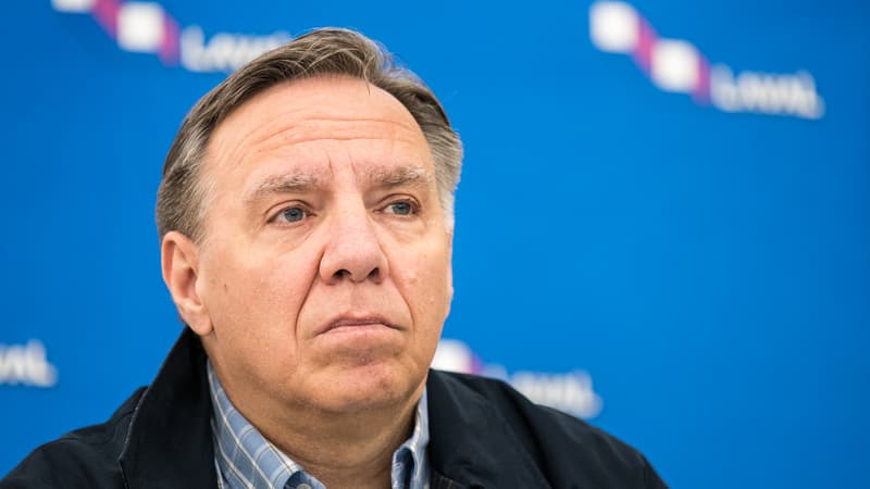 Le Premier ministre du Québec, François Legault, s'exprime lors d'une conférence dans la municipalité de Laval, au Canada, le 21 avril 2019.