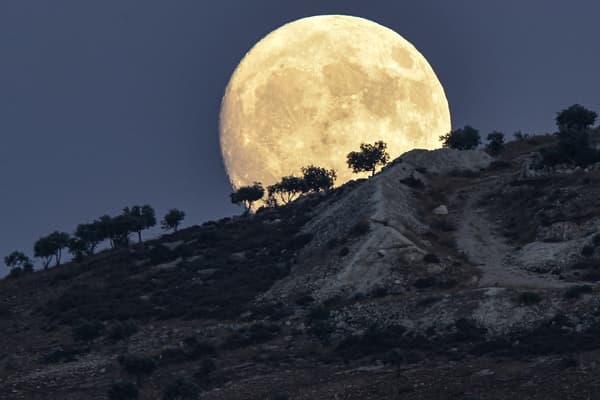 La super lune "de l'Esturgeon" se lève sur la Syrie, le 31 juillet 2023.