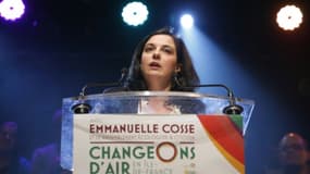 Emmanuelle Cosse, secrétaire nationale d'Europe Écologie-Les Verts, en meeting à Paris, le 23 septembre 2015