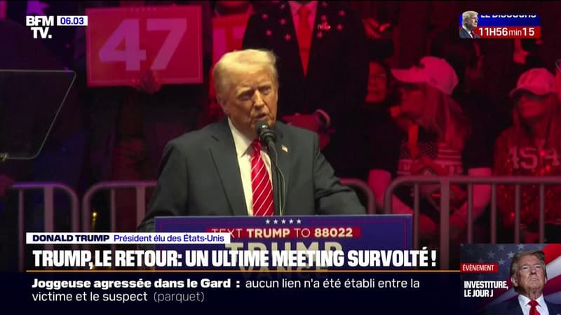 Retour de Donald Trump: un ultime meeting survolté