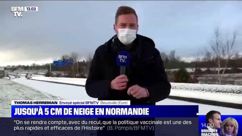 Prudence sur les routes en Normandie où il y a eu jusqu'à 5 cm de neige