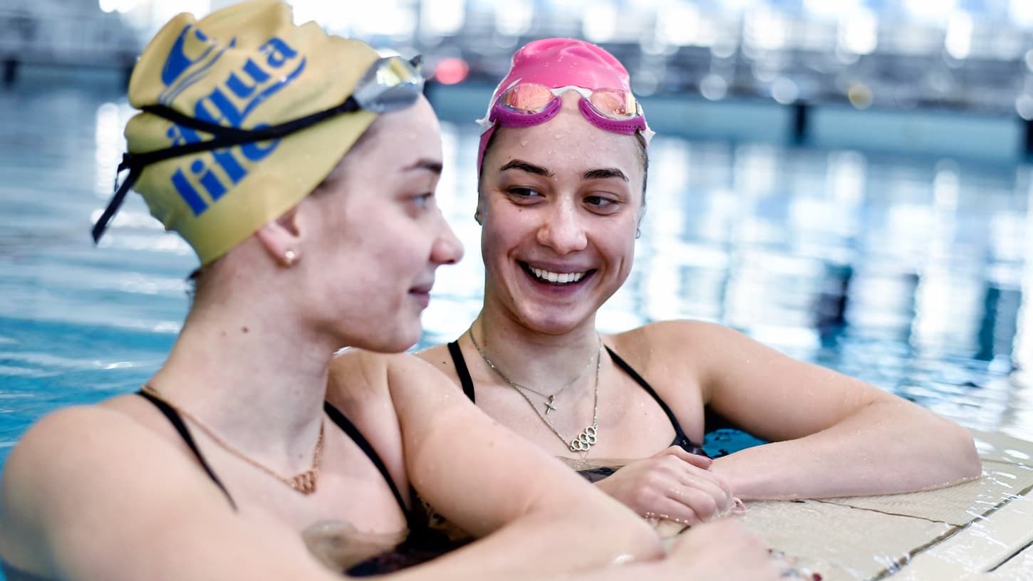 Vladyslava et Maryna Aleksiiva à l'entraînement en 2022.