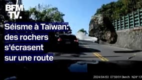 Séisme à Taïwan: des rochers s’écrasent sur une route et percutent une voiture 