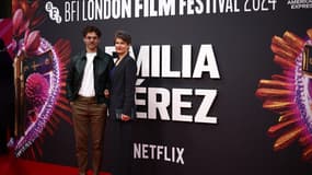 La chanteuse Camille et son compagnon Clément Ducol, le duo derrière la bande originale du film "Emilia Perez", le 11 octobre 2024 à Londres
