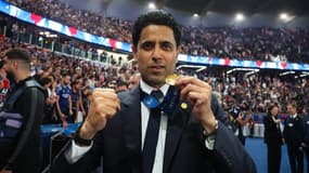 Nasser al-Khelaïfi le 31 mai 2025 après la victoire du PSG en finale de Ligue des champions