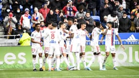 Les Lyonnais lors de leur match à domicile contre Angers, le 3 avril 2022