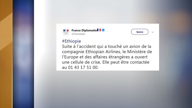Le ministère des Affaires étrangères a ouvert un numéro pour donner des informations sur le crash d'Ethiopian Airlines.
