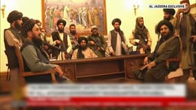 Des images tournées par Al Jazeera dimanche 15 août montrent les talibans dans le palais présidentiel, à Kaboul. 