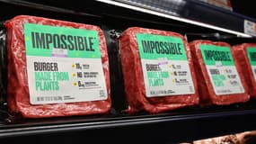 Des burgers végétaux de l'entreprise américaine Impossible Foods en vente à New York City (États-Unis) le 15 novembre 2019 (photo d'illustration).