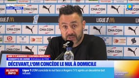 OM-Angers: De Zerbi évoque une "journée difficile" après un match nul décevant