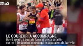 Matthew Rees a accompagné David Wyeth, lors du marathon de Londres 