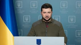 Le président ukrainien Volodymyr Zelensky, le 18 mars 2022 à Kiev