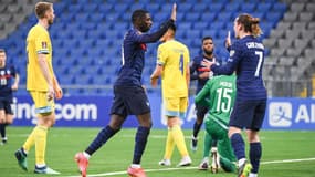 La joie d'Ousmane Dembélé face au Kazakhstan, le 28 mars 2021.