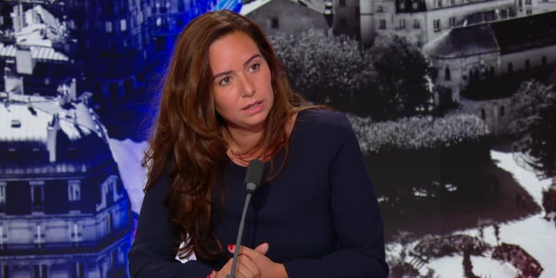 Sarah Knafo sur le plateau de BFMTV ce dimanche 28 avril 2024.