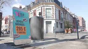 Un panneau de prévention contre les dépôts sauvages d'ordures dans les rues d'Arras.