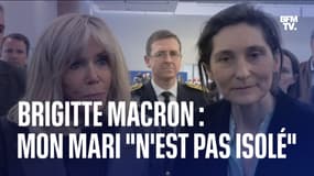 En déplacement, Brigitte Macron affirme que son mari "n'est pas isolé"