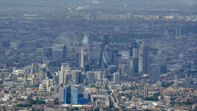 Vue aérienne de la ville de Londres en août 2017
