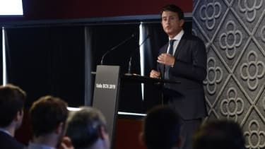 Manuel Valls lors de l'annonce de sa candidature à la mairie de Barcelone, ce mardi.