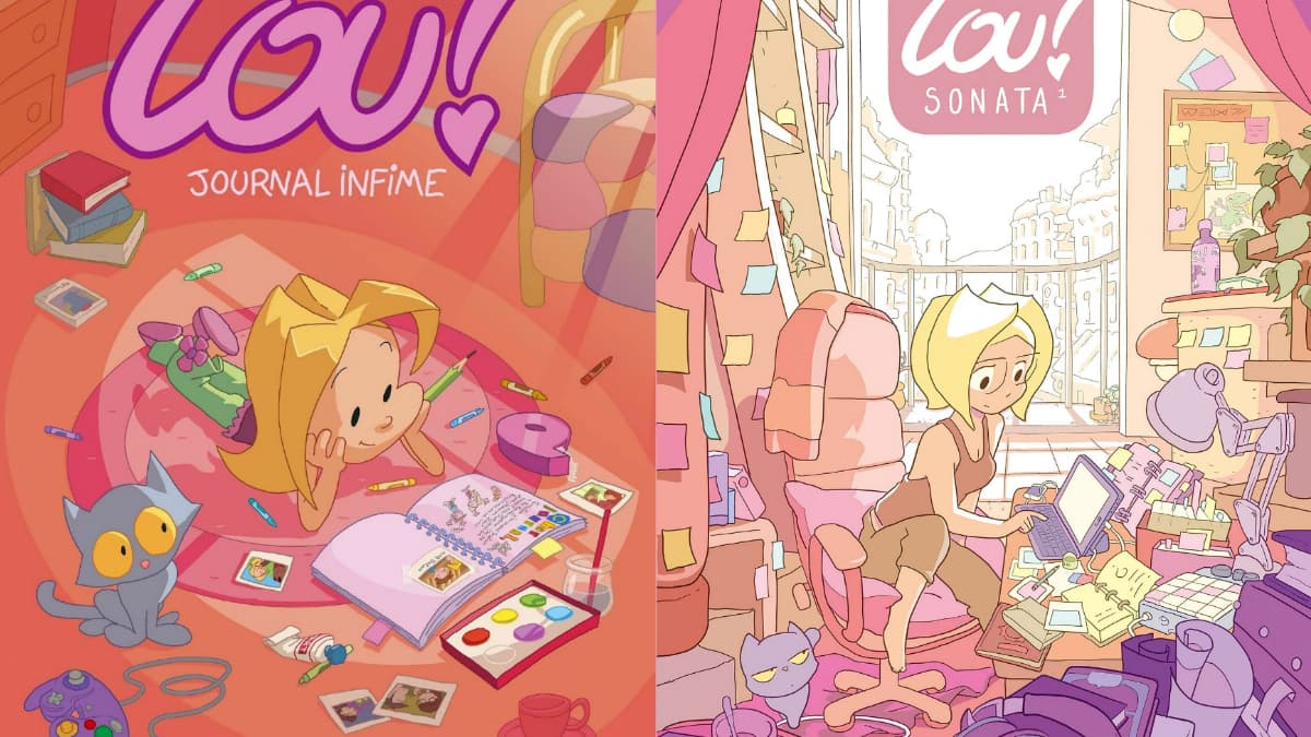 Les couvertures du premier et du neuvième tome de "Lou" de Julien Neel Les couvertures du premier et du neuvième tome de "Lou" de Julien Neel
