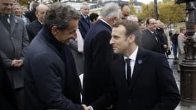 Nicolas Sarkozy et Emmanuel Macron le 11 novembre 2017.
