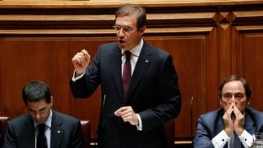 Pedro Passos Coelho, le Premier ministre portugais, en compagnie de Viror Gaspar, le ministre des Finances (à gauche)