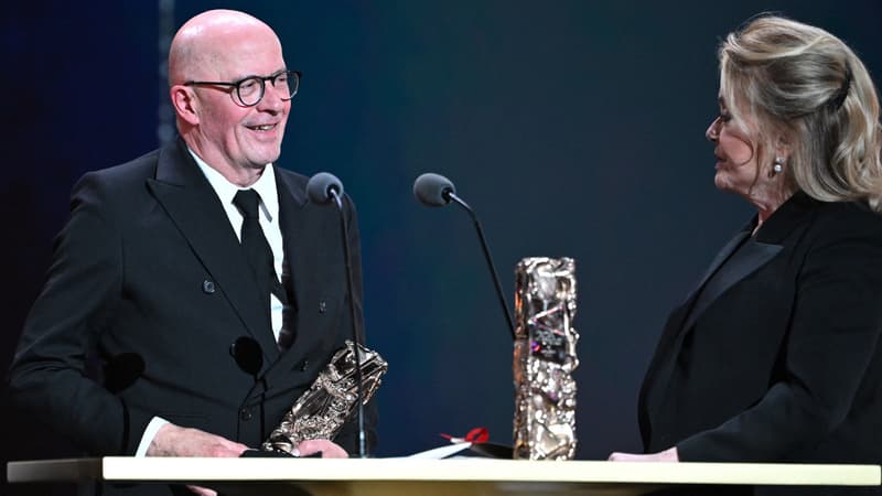 Jacques Audiard après sa victoire aux César pour le film "Emilia Pérez" le 28 février 2025