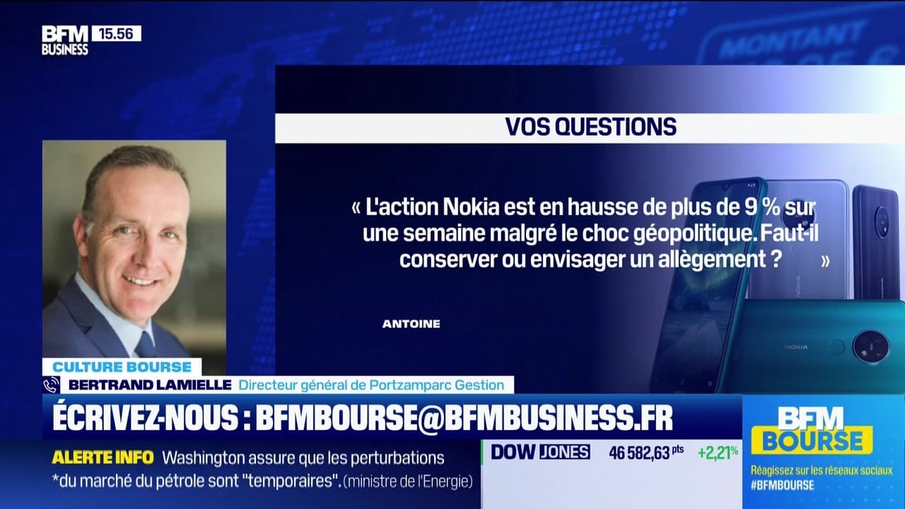 Culture Bourse : « Faut-il conserver l'action Nokia ou vaut-il mieux envisager un allègement ? », par Julie Cohen-Heurton - 23/03