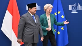 Le président indonésien Prabowo Subianto et la présidente de la Commission européenne, Ursula von der Leyen, le 13 juillet 2025 à Bruxelles (photo d'illustration).
