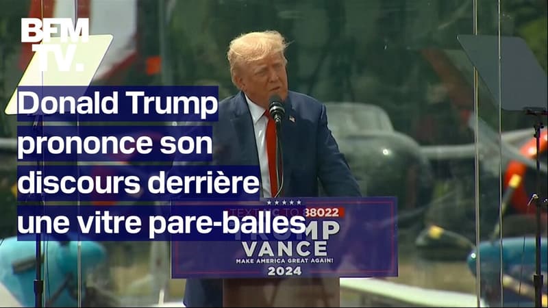 Présidentielle américaine: Donald Trump prononce son discours en Caroline du Nord derrière une vitre pare-balles