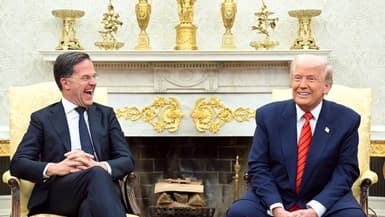 Le président américain Donald Trump accueille le secrétaire général de l'OTAN Mark Rutte à la Maison Blanche à Washington, DC, le 13 mars 2025.