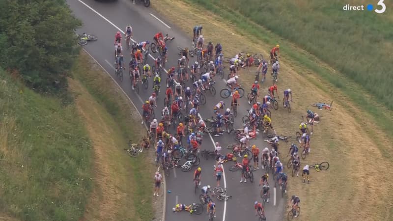 Tour de France : grosse chute collective lors de la 14e étape le 15 juillet 2023