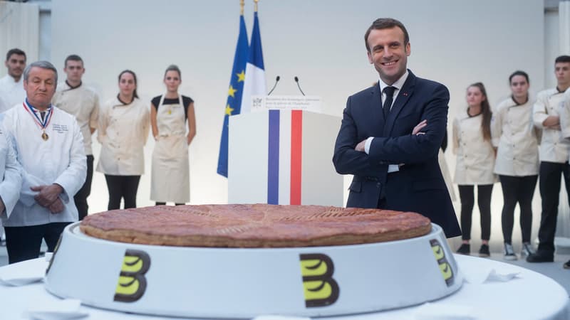 Emmanuel Macron à la galette des rois le 5 janvier 2019 à l'Élysée 