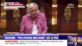 Marine Le Pen (RN): "Nous devons soutenir l'Ukraine pour qu'elle reste souveraine et libre, mais nous devons le faire avec réalisme"