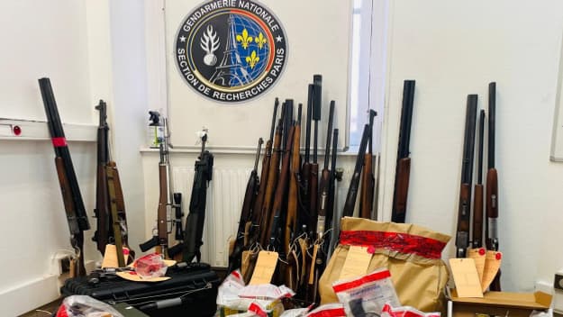 Des armes saisies en janvier 2025 lors de perquisitions menées par les gendarmes de Paris.