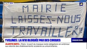 Yvelines: la N10 bloquée par des professionnels du cirque