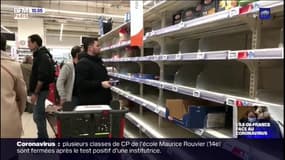 Coronavirus: les rayons des supermarchés franciliens vidés par des clients inquiets