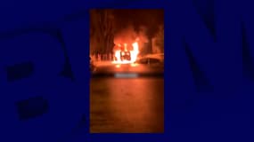 Véhicule incendié lors de la rave-party à Lieuron, dans la nuit du 31 décembre 2020 au 1er janvier 2021